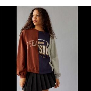 Urban Outfitter SanFrancisco Spliced Crewneck Womens Sweatshirt Small Colorblock